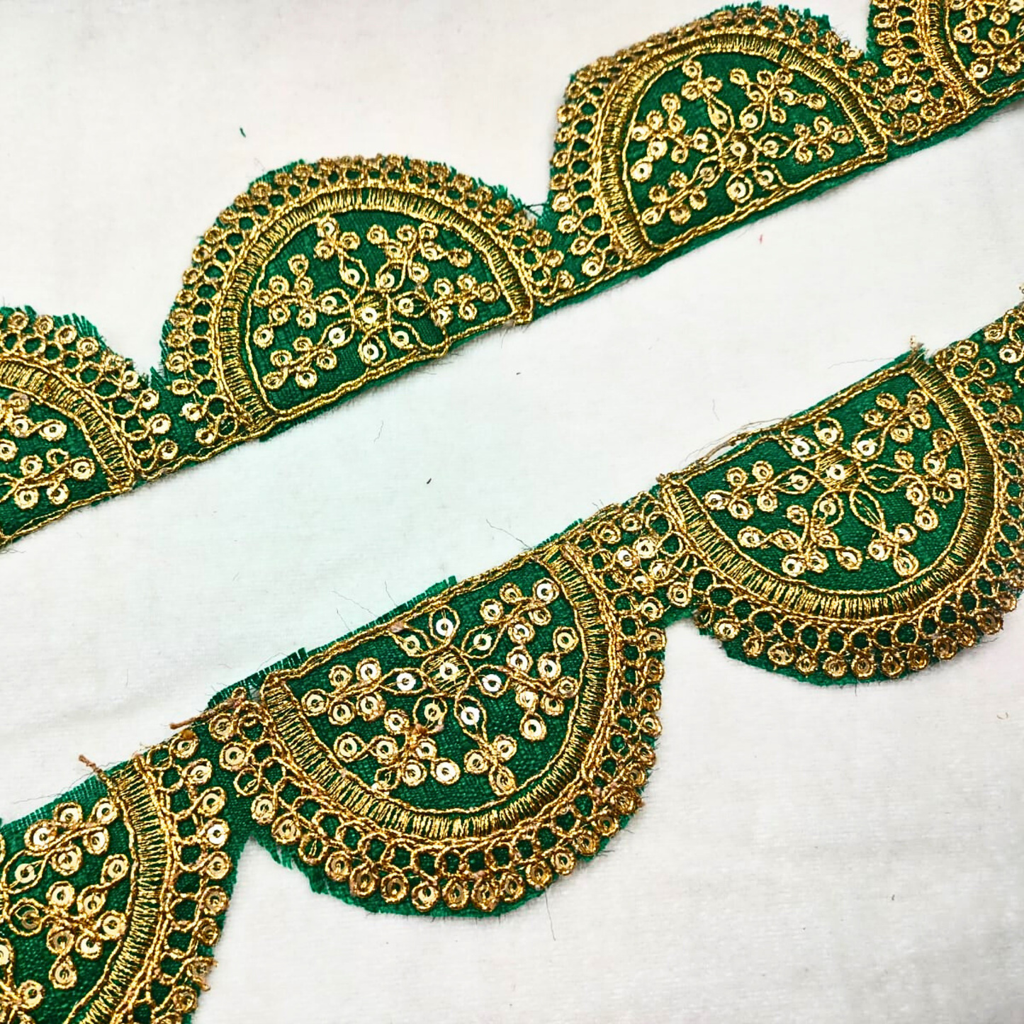 Green Fancy Sequin Work Trim