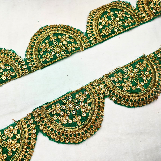 Green Fancy Sequin Work Trim