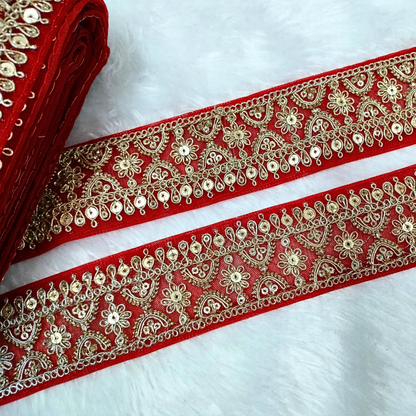 Fancy Red Embellished Trim