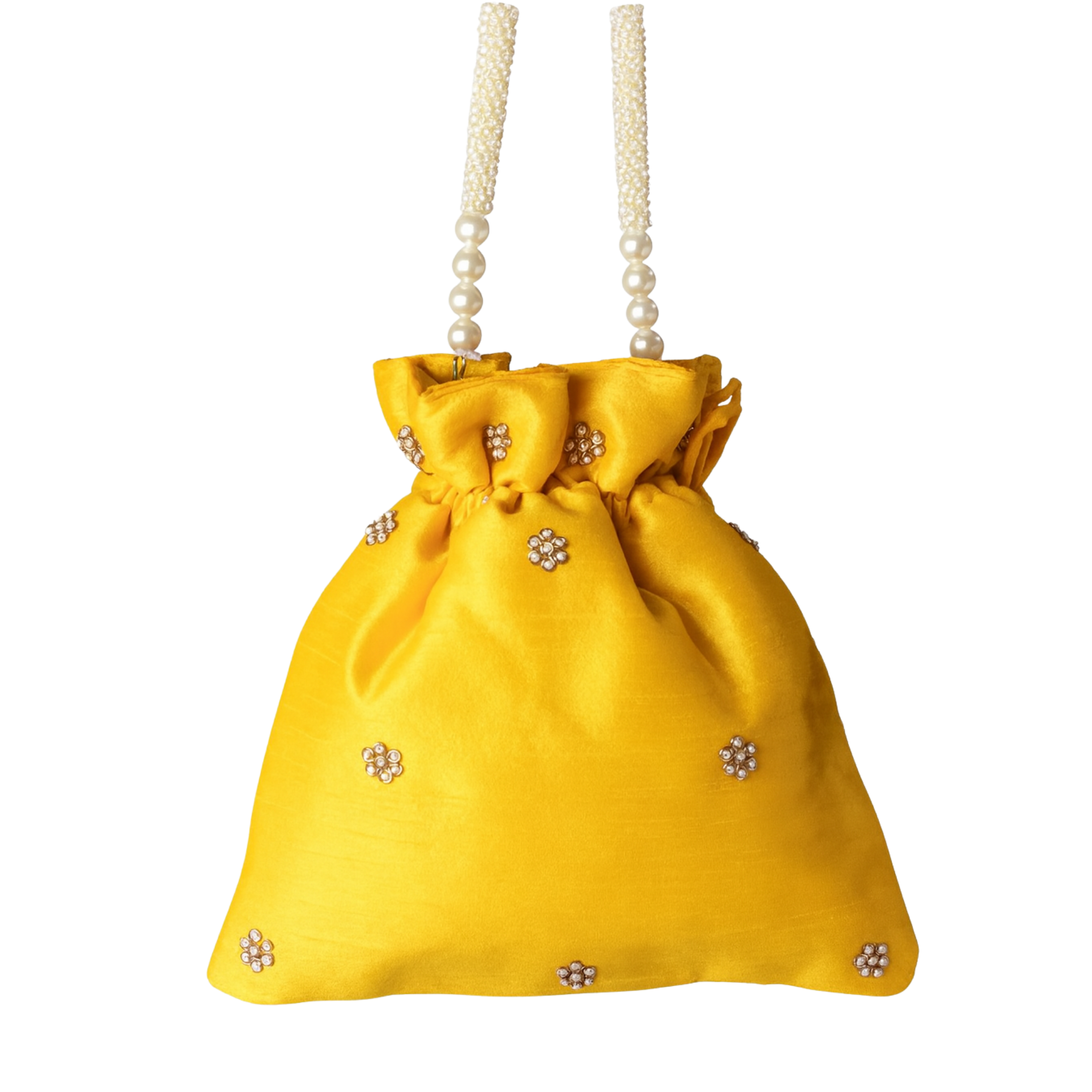Yellow Crystal Embellished Potli