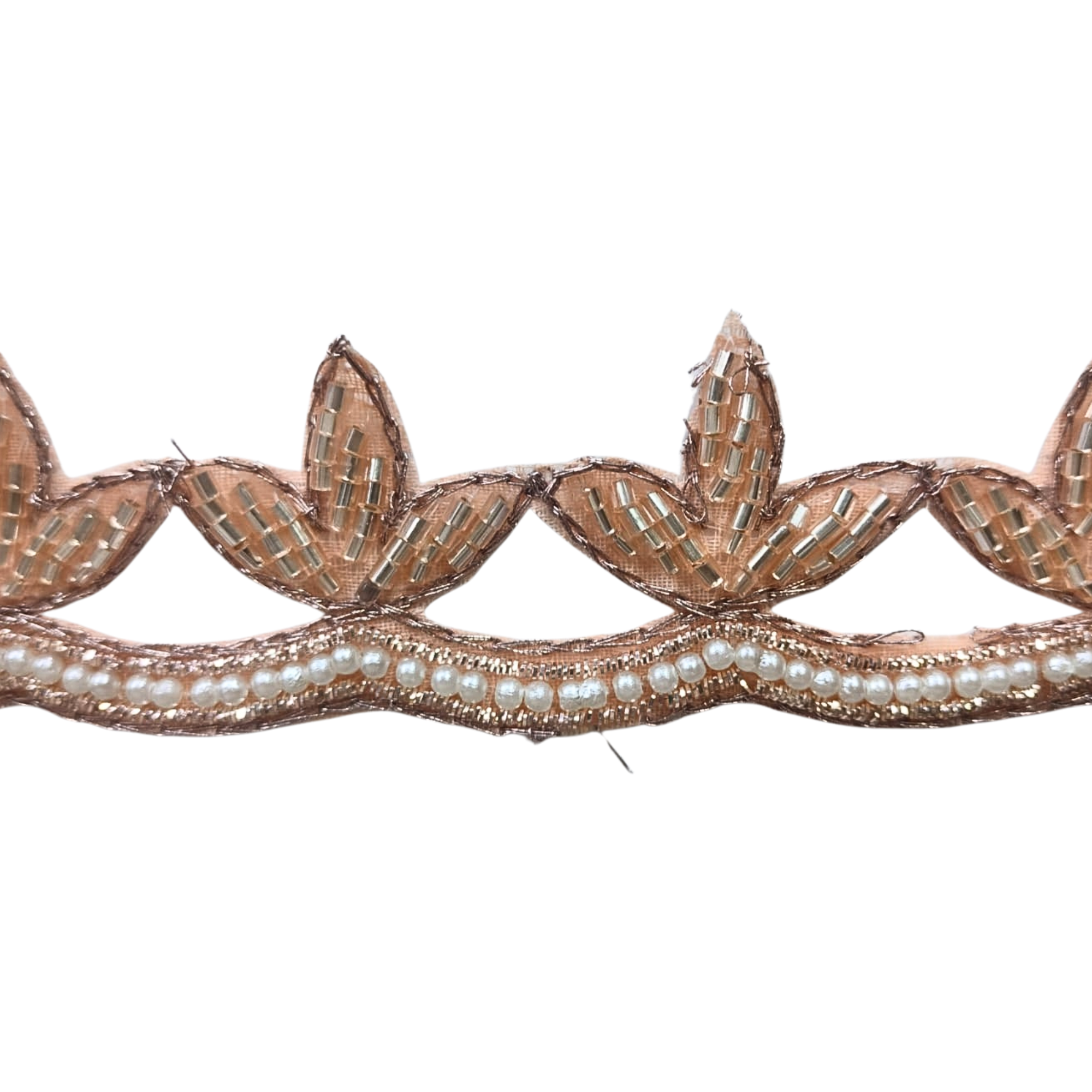 Premium Rose Gold Zardozi Embroidered Trim