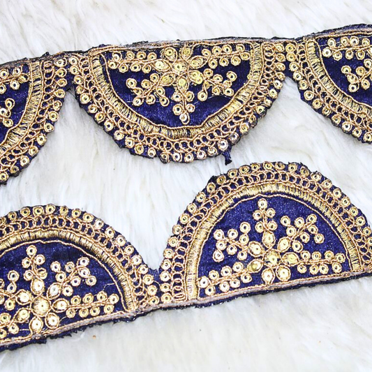 Navy Blue Fancy Sequin Work Trim