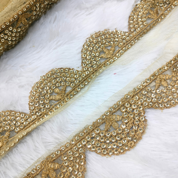 Golden Embroidered Scallop Lace