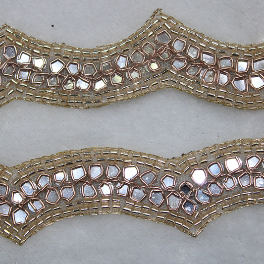 Rose Gold Scalloped Mirror Embellished Trim