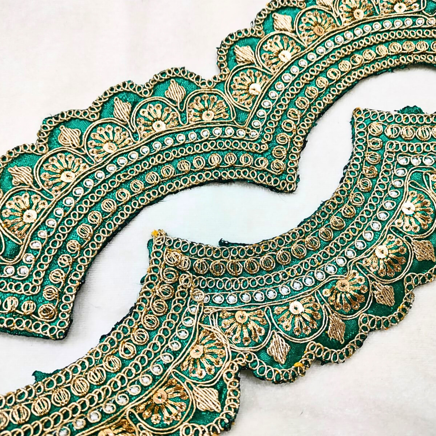 Rama Green Scalloped Embroidery Lace