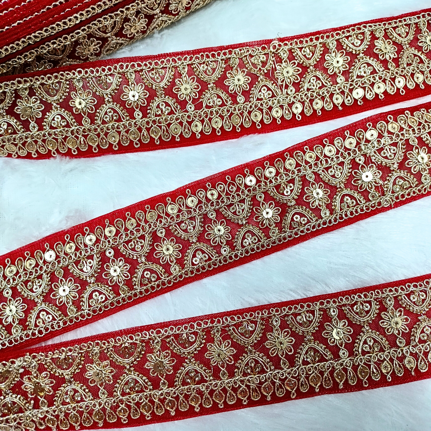 Fancy Red Embellished Trim