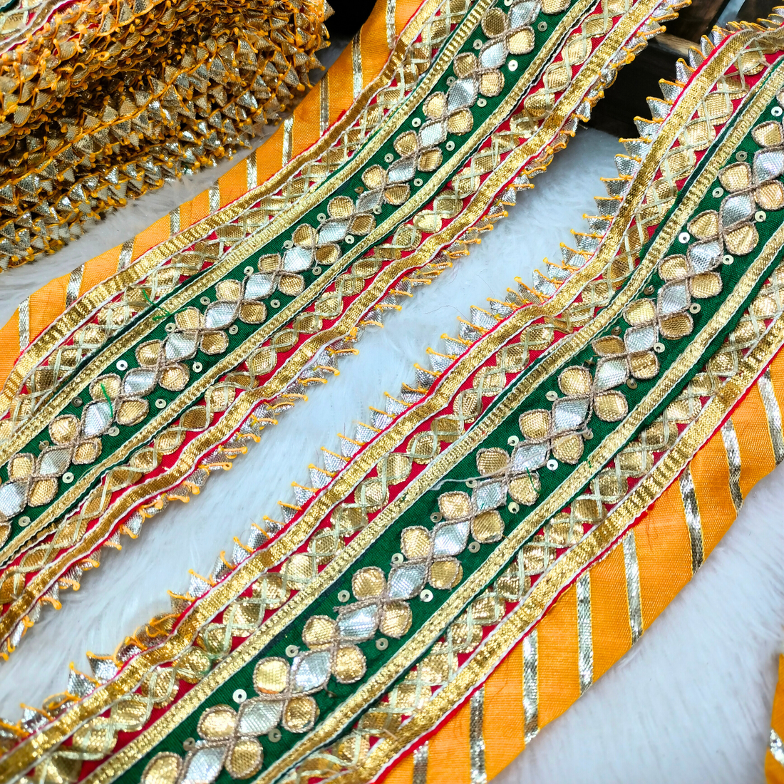 Yellow Handcrafted Gota Patti Trim