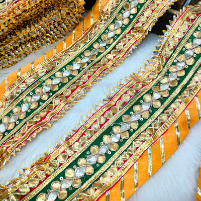 Yellow Handcrafted Gota Patti Trim hover