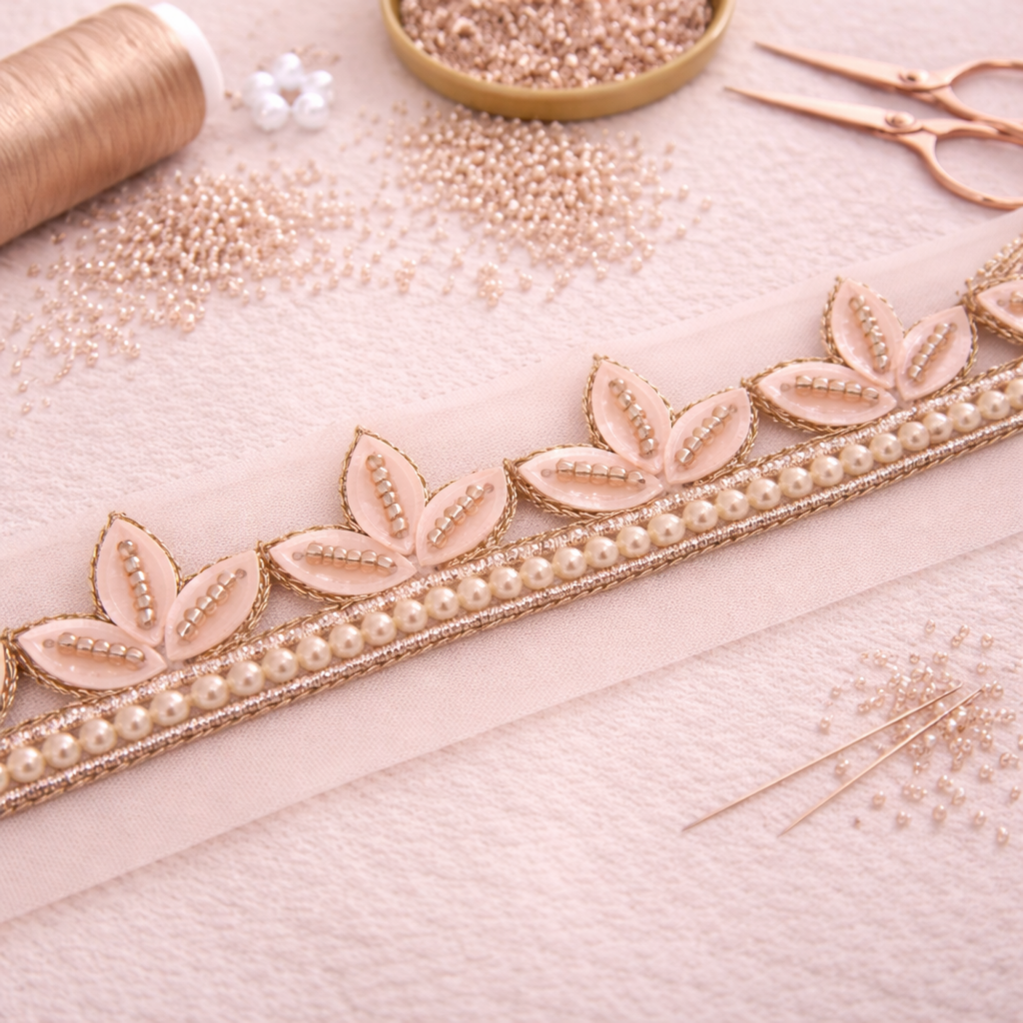 Pearl Lotus Motif Lace