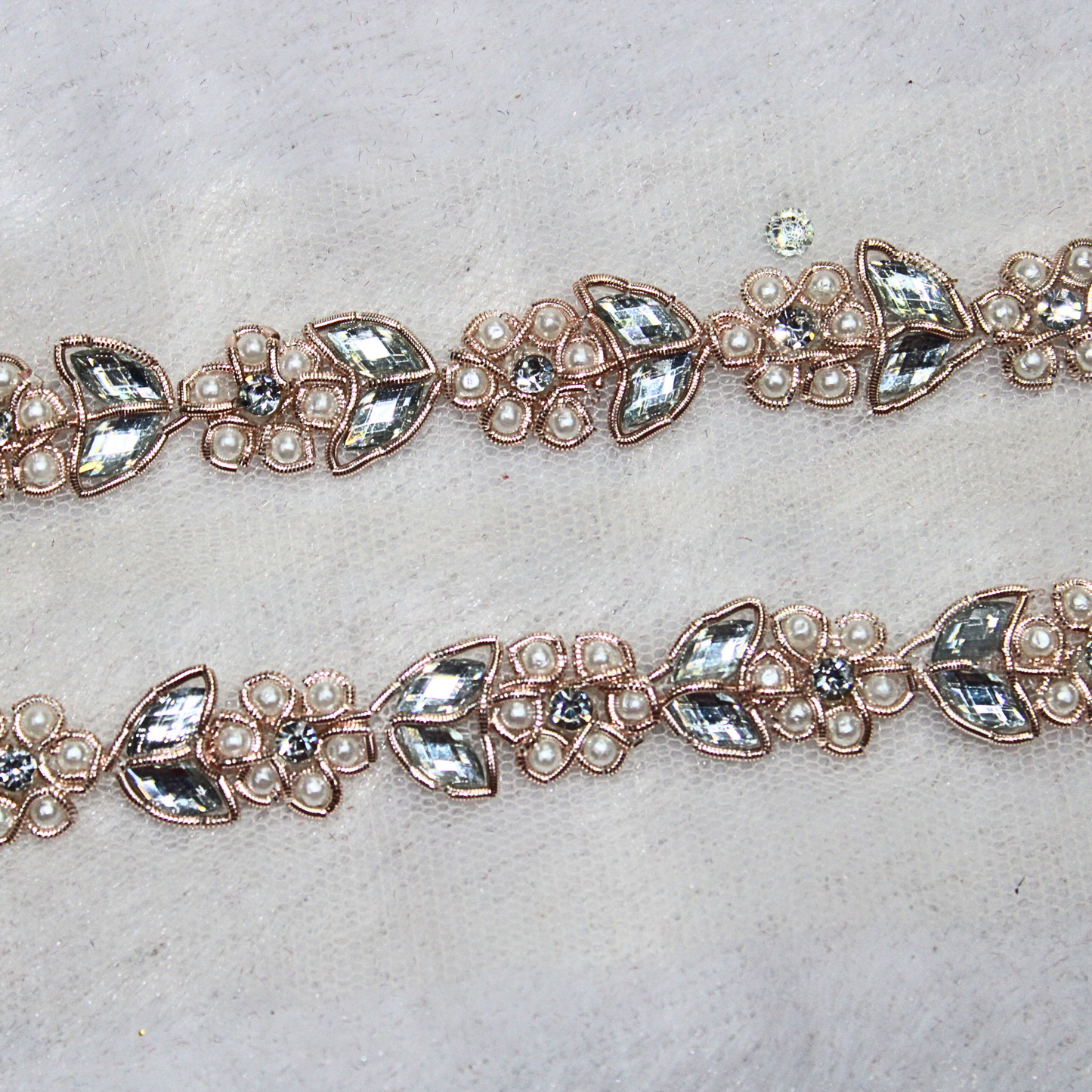 Rose Gold Embellished Handwork Trim