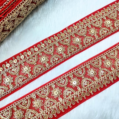 Fancy Red Embellished Trim