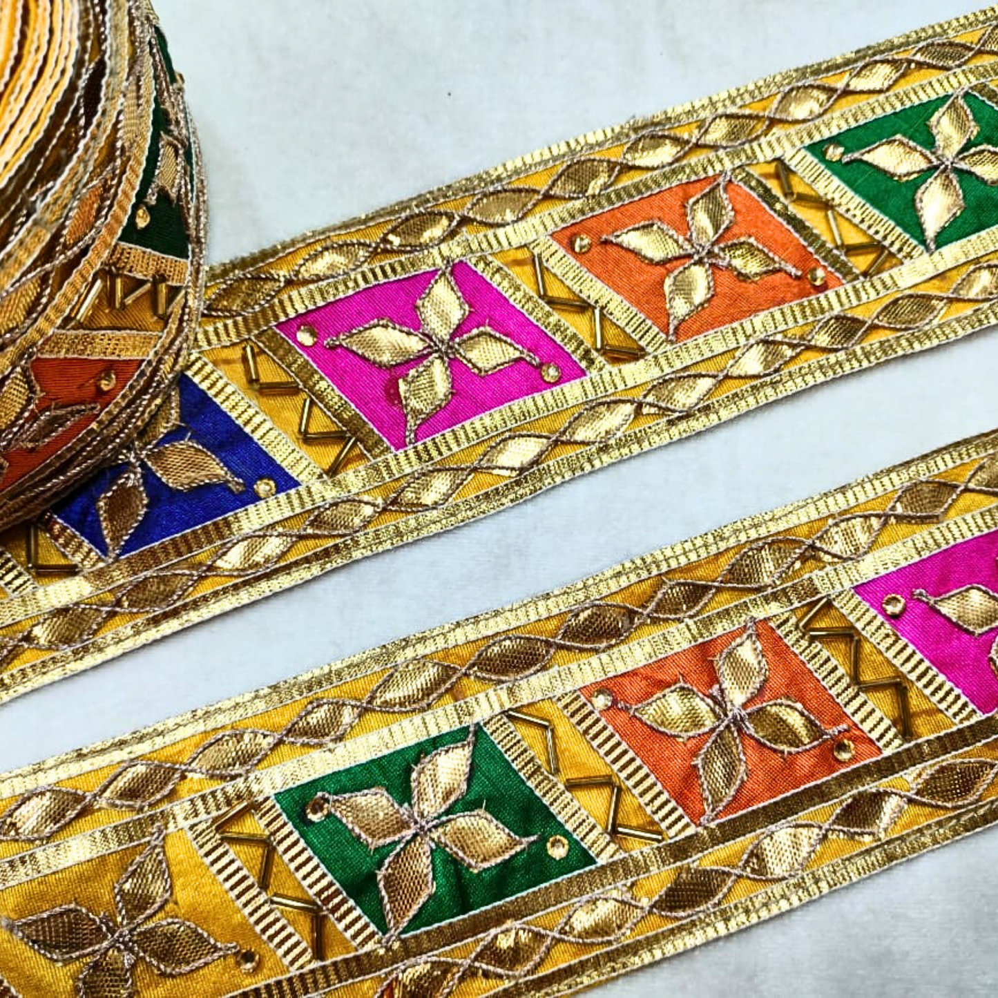 Yellow Multicolor Gota Trim