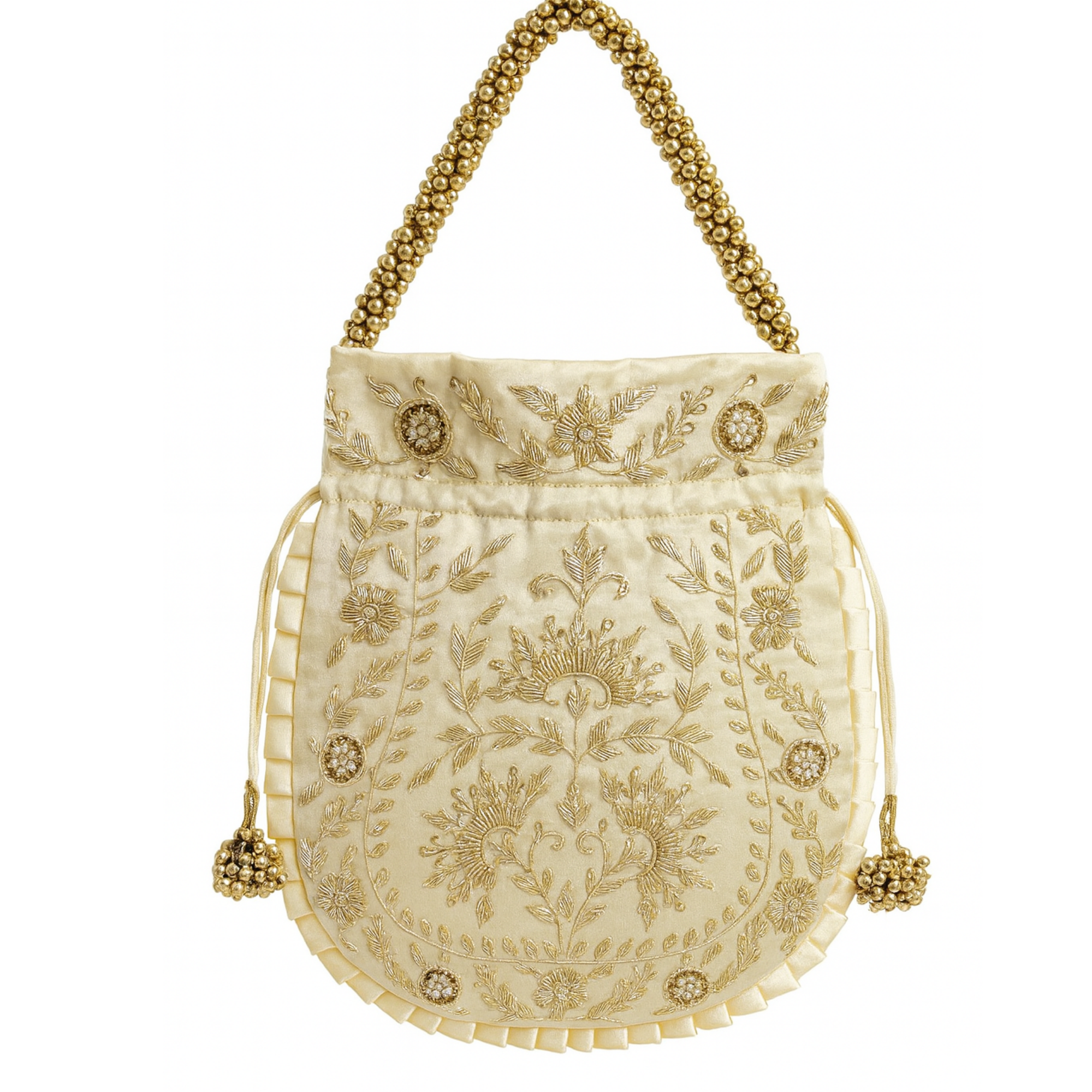 Golden Zardozi Embroidered Potli