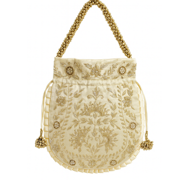 Golden Zardozi Embroidered Potli