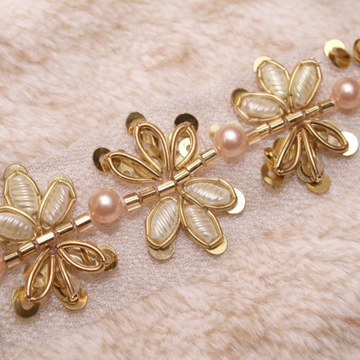 Cutdana & Pearl Floral Lace