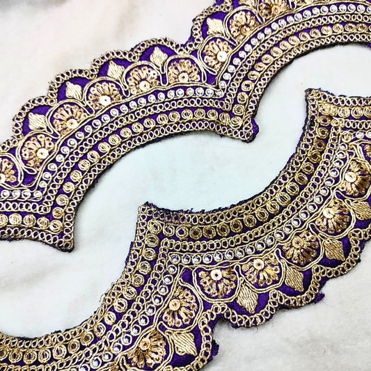 Purple Scalloped Embroidery Lace