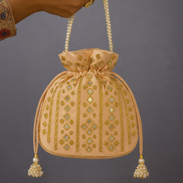 Peach Mirror Shine Potli