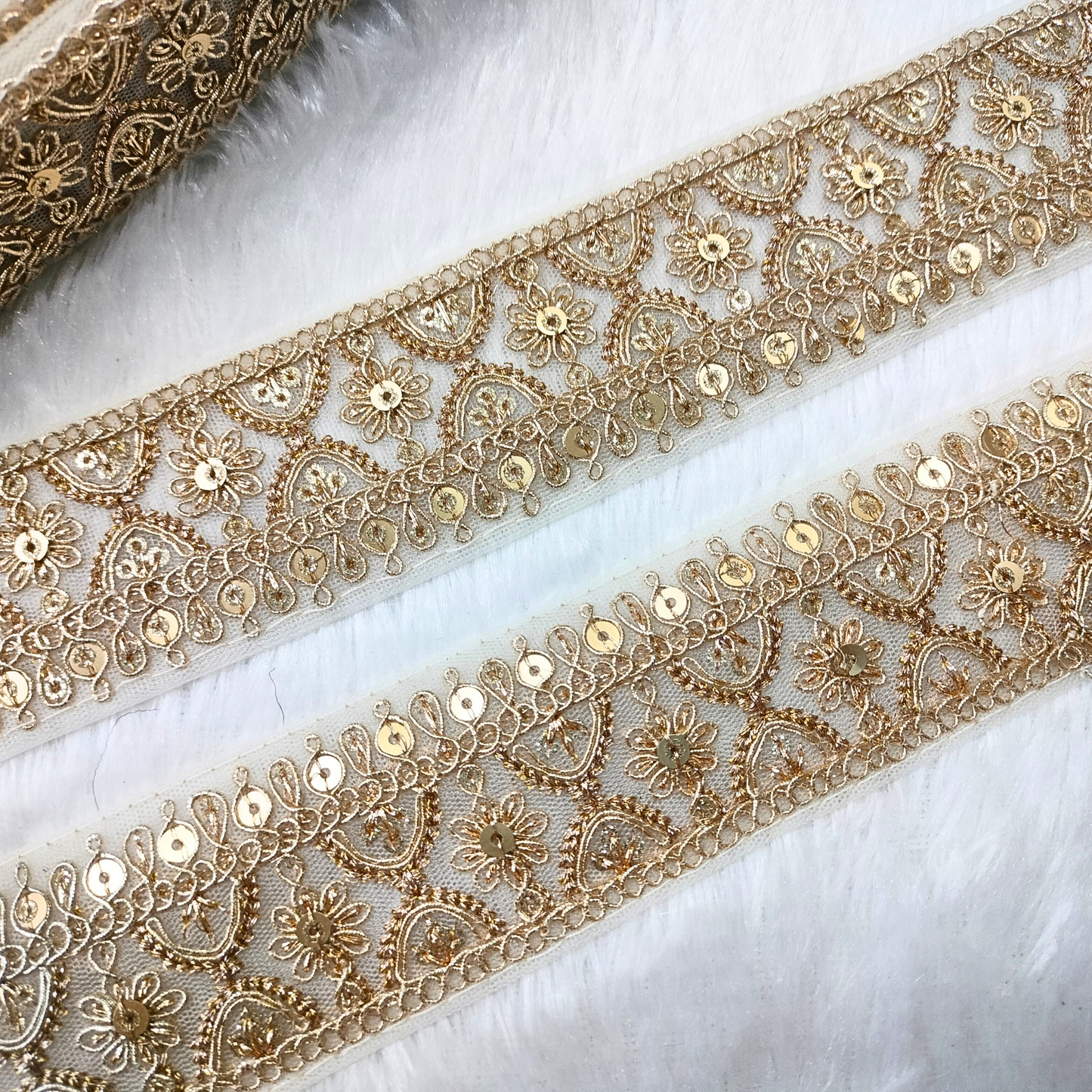 Fancy Beige Embellished Trim