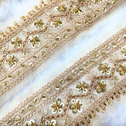 Golden Embellished Cutdana Trim