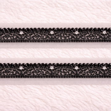 Black Sequin & Stone Lace