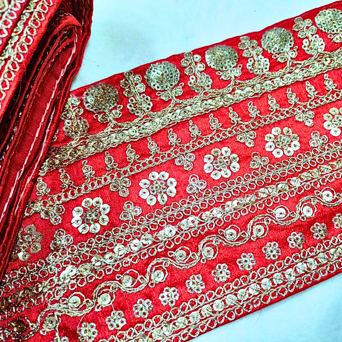 Red Embellished Fancy Trim