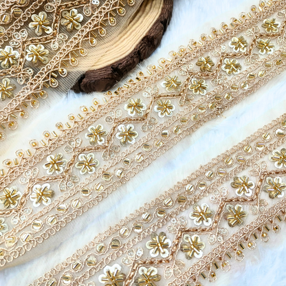 Golden Embellished Cutdana Trim