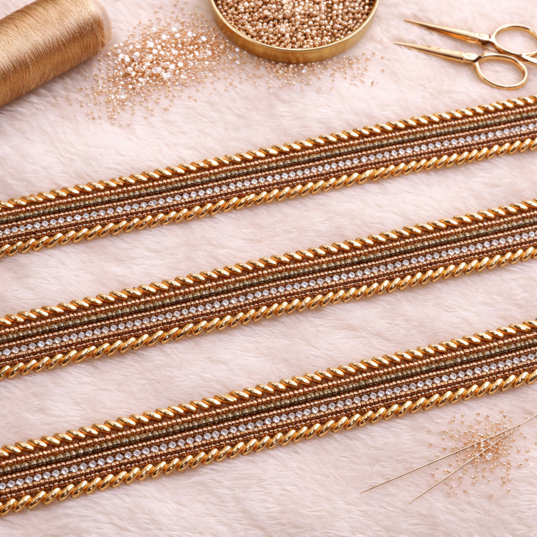 Gold Twisted Rope Beaded Lace