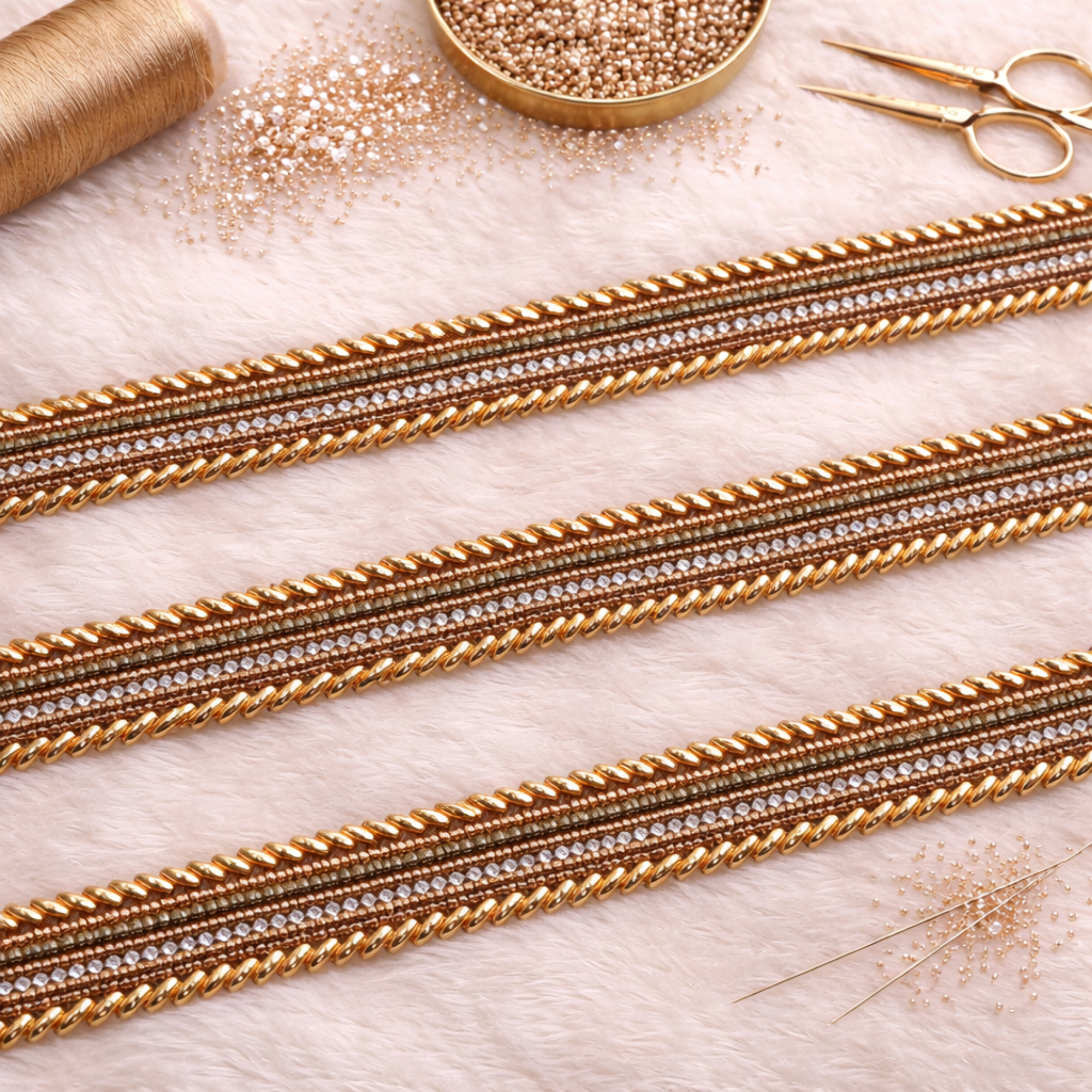 Gold Twisted Rope Beaded Lace