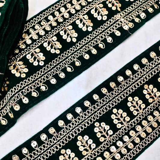 Dark Green Fancy Embellished Trim