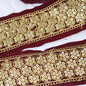 Maroon Floral Sequin Trim