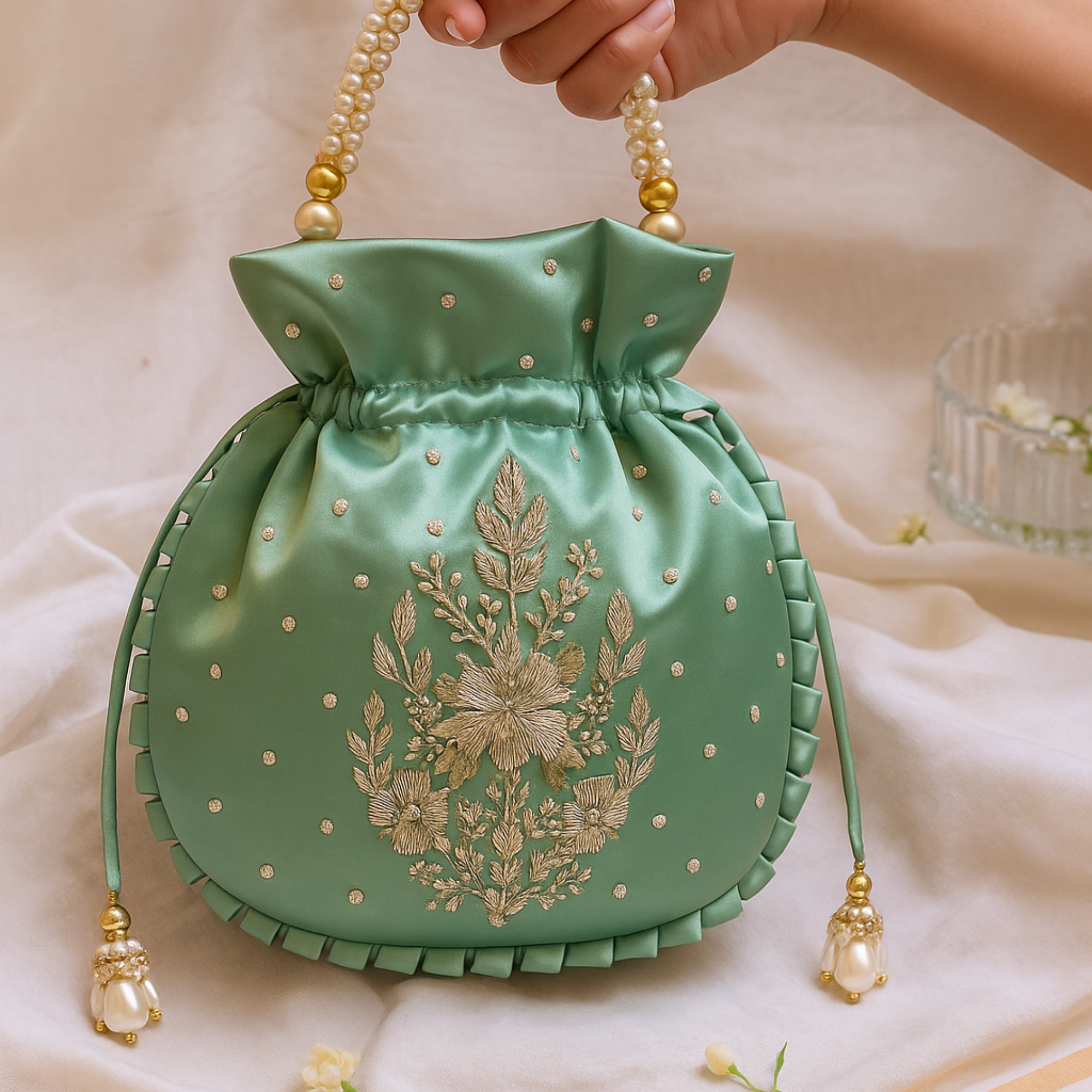 Aqua Bloom Potli