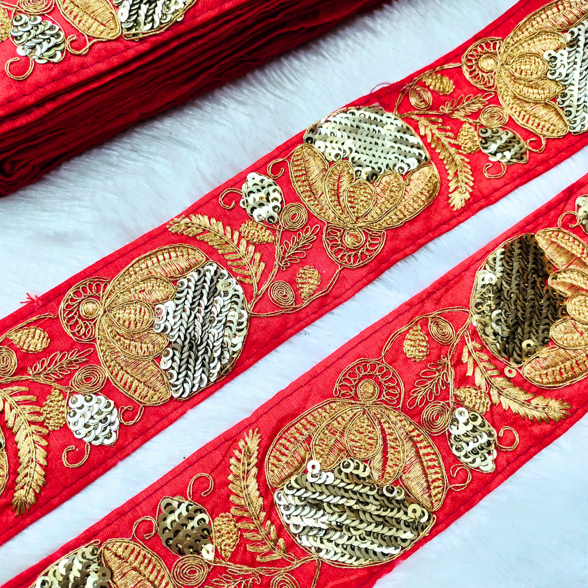 Red Fancy Embellished Trim