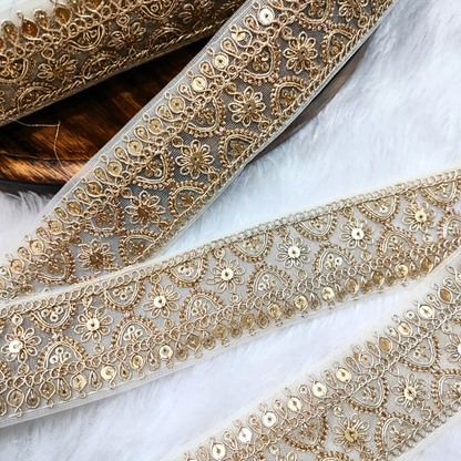 Fancy Beige Embellished Trim