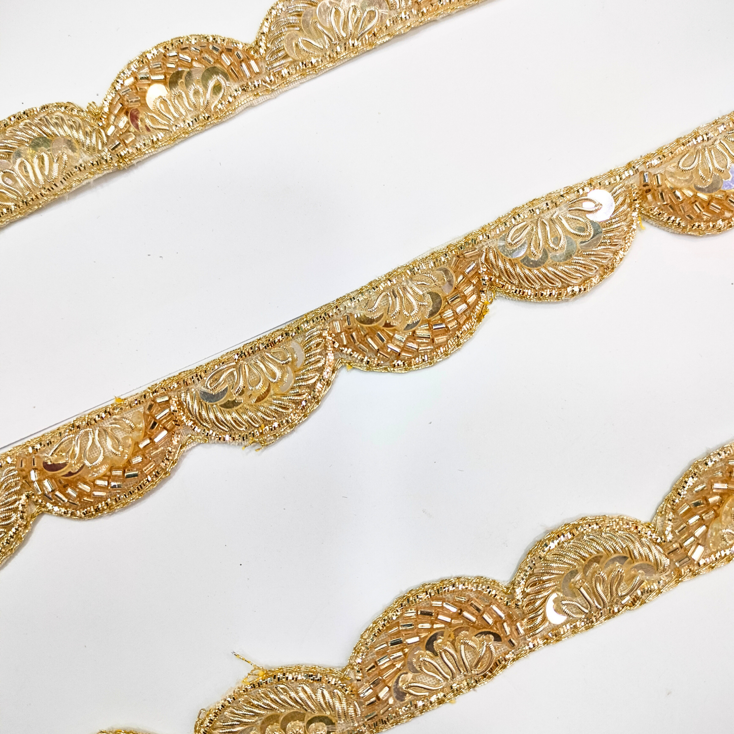 Light Gold Handwork Zardozi Work Lace