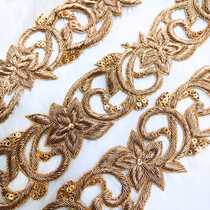 Dark Gold Handcrafted Zardozi Trim