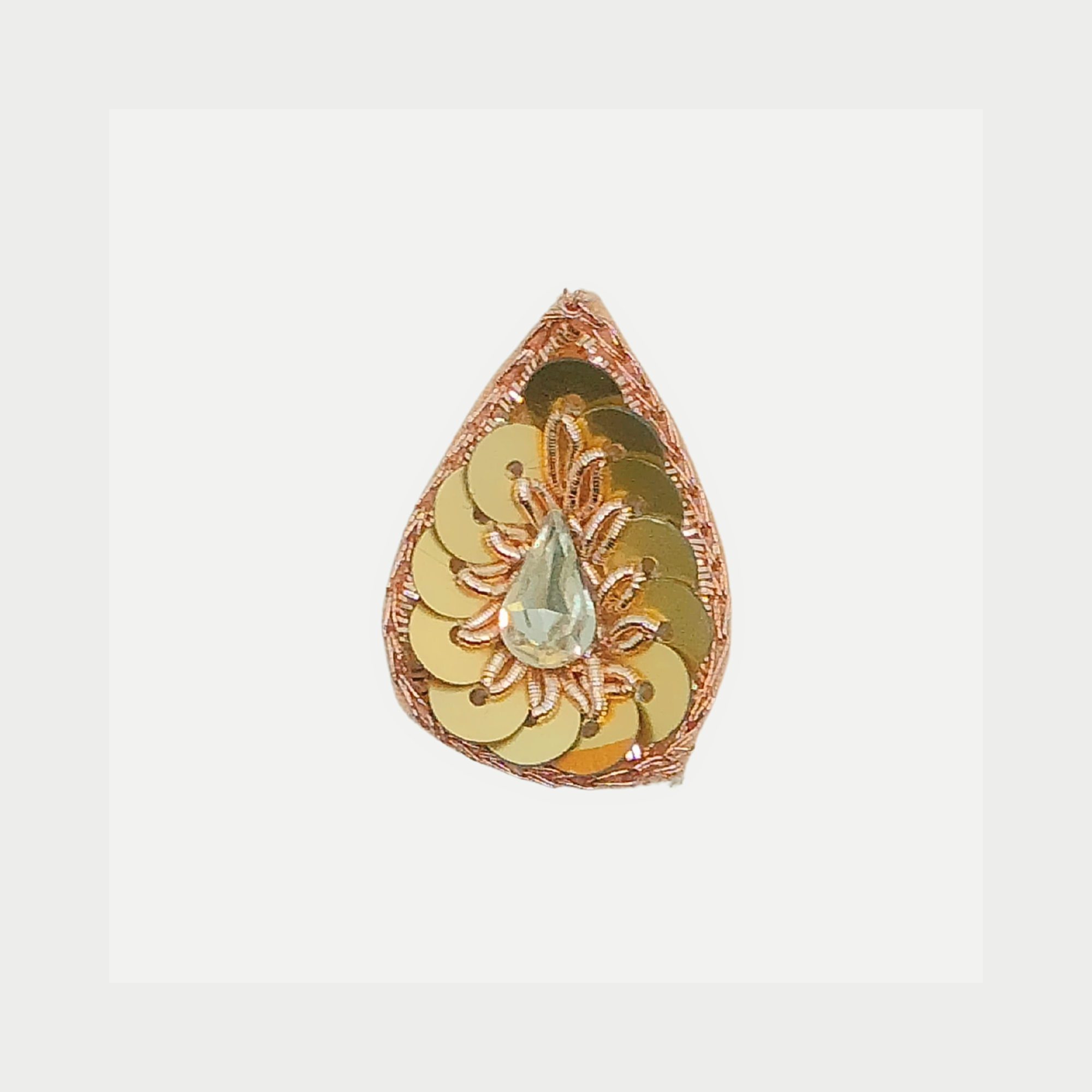 Rose Gold Drop Zardozi Patch with Sequins