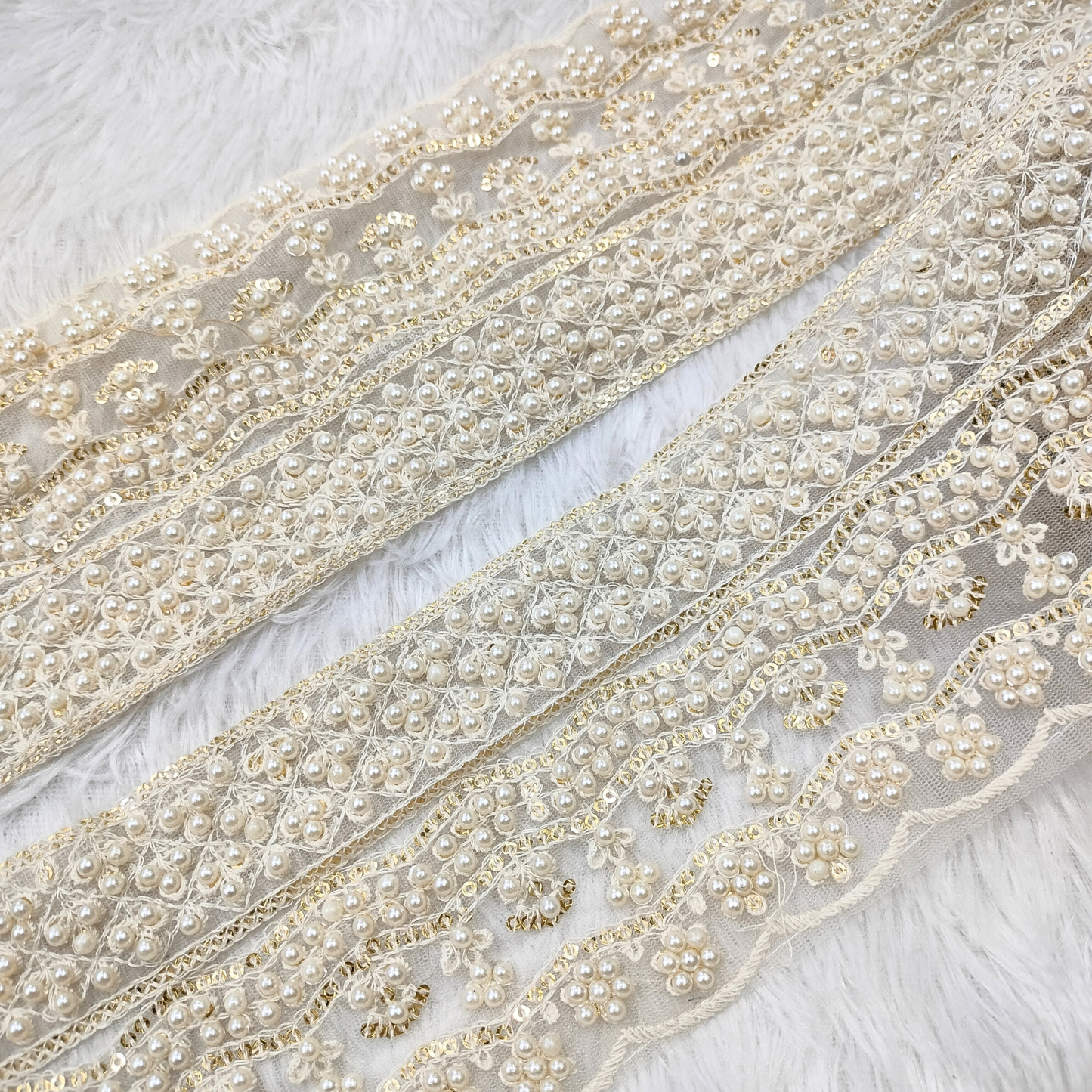 White Pearl Embellished Trim