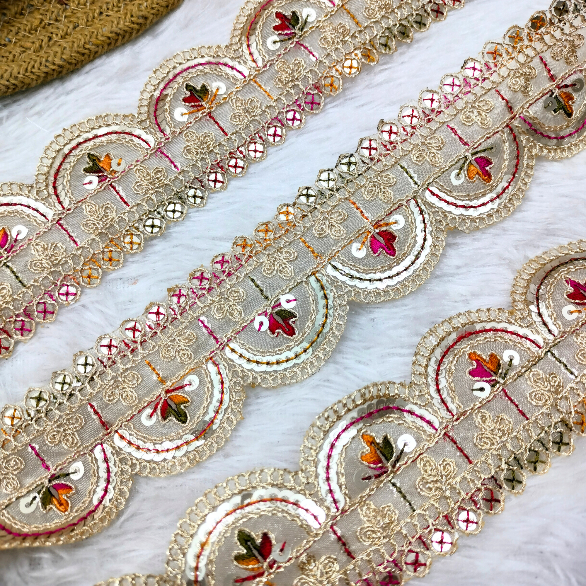 Scallop Zari Sequin Lace