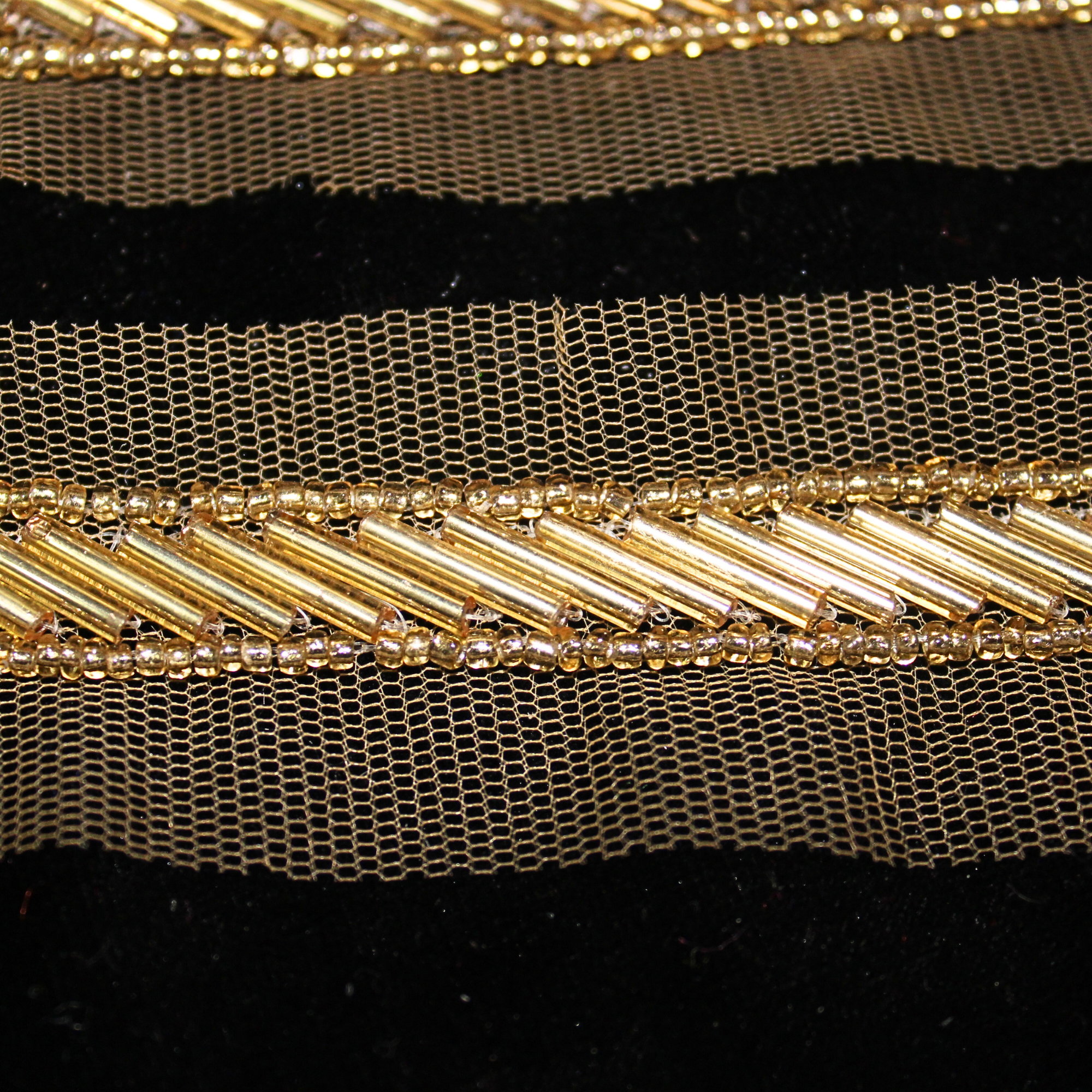 Golden Embellished Handwork Lace and Trim