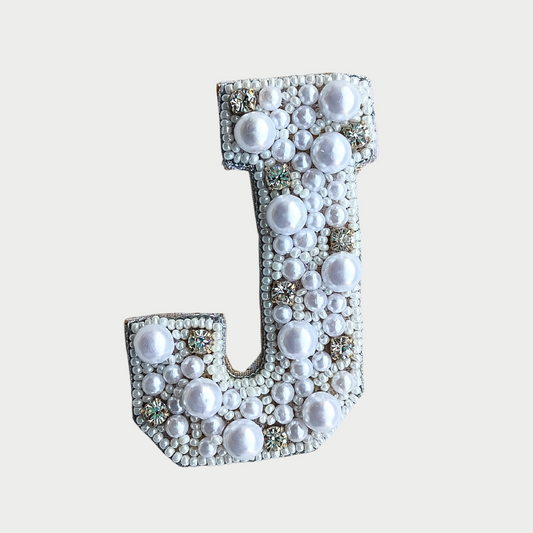 Stone & Pearl Alphabet 'J' Patch