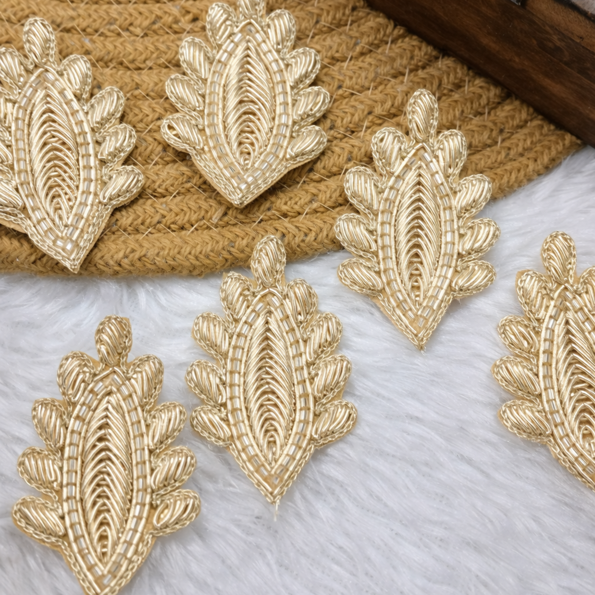 Gold Leaf Zardozi Embroidered Patch
