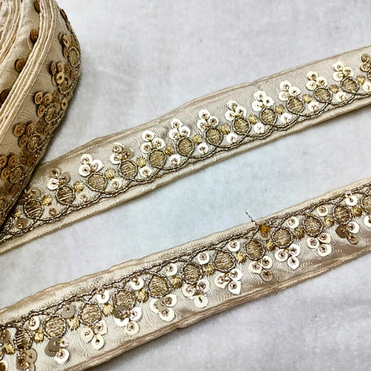 Beige Fancy Sequin Trim