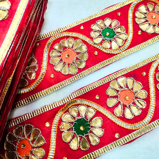 Red Traditional Gota Work Lace