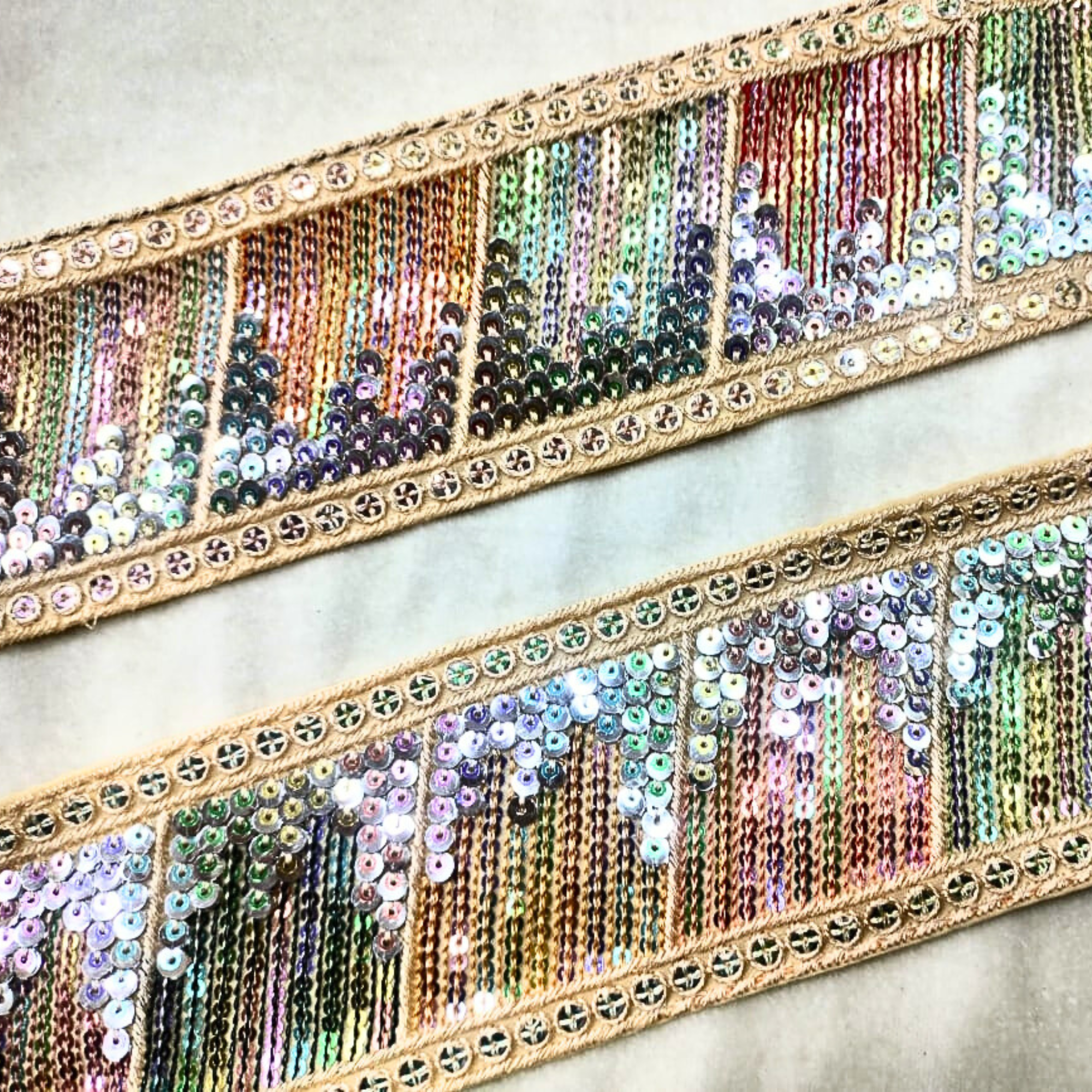 Multicolor Sequin Trim Lace