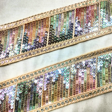 Multicolor Sequin Trim Lace