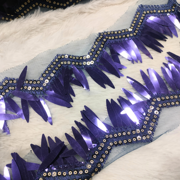 Reflective Sequin Feather Embroidered Trim