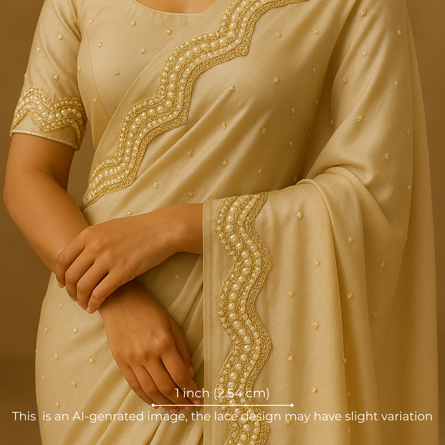 Beige Fancy Pearl Trim