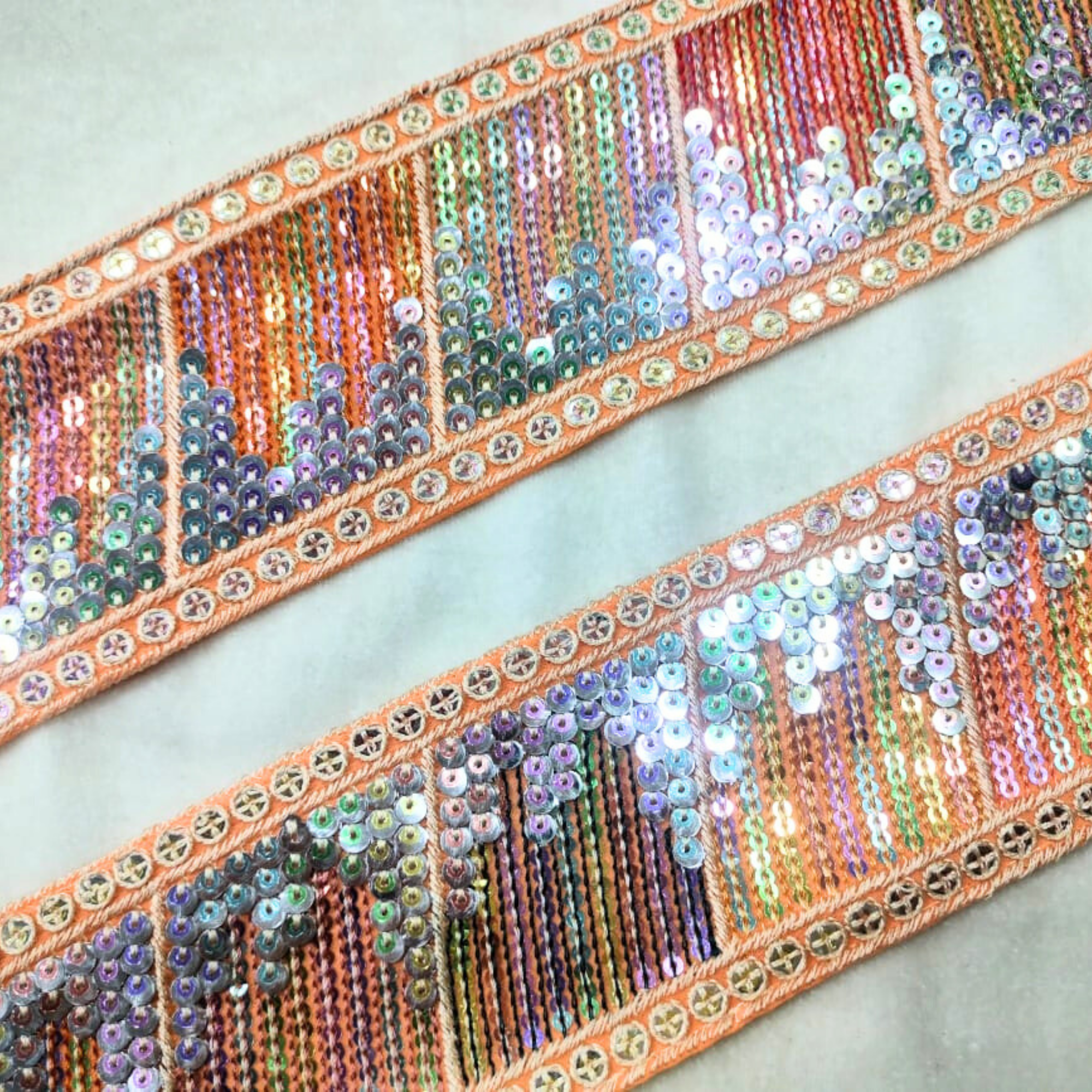 Multicolor Sequin Trim Lace