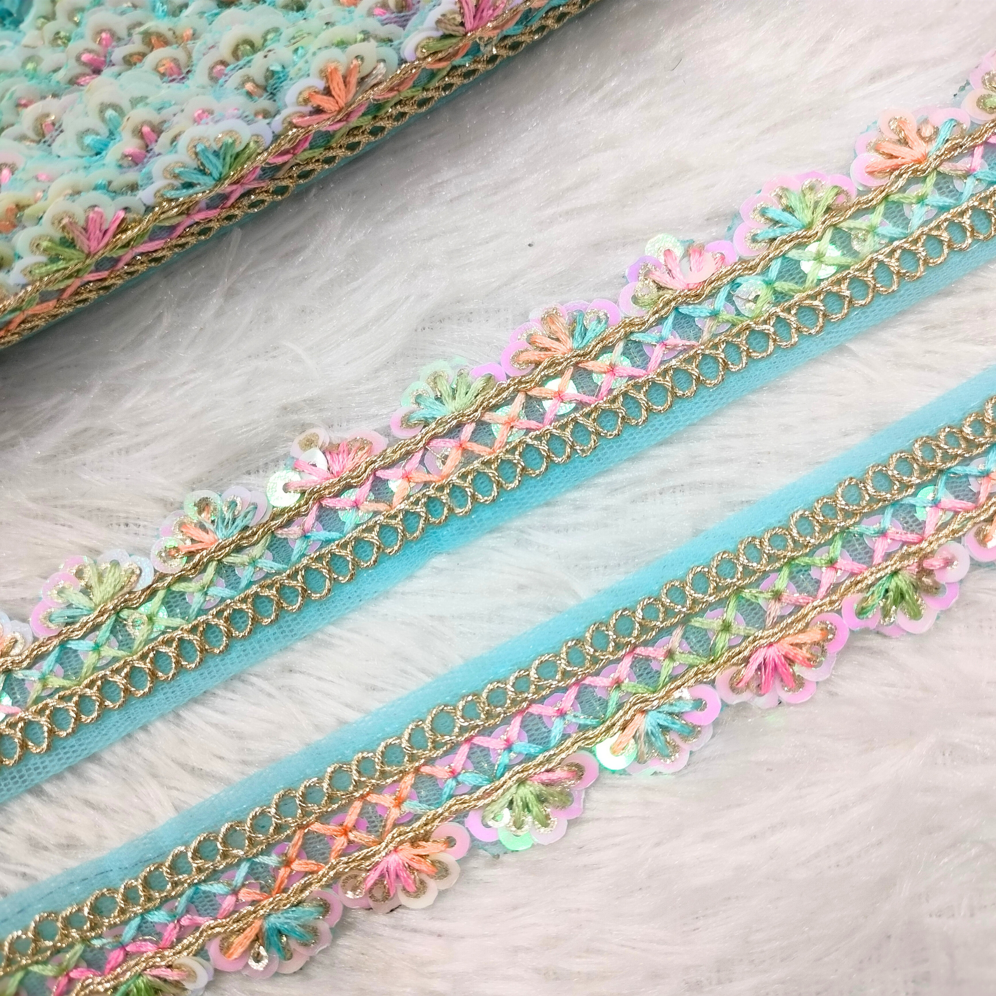 Floral Sequin Embroidered Lace Trim