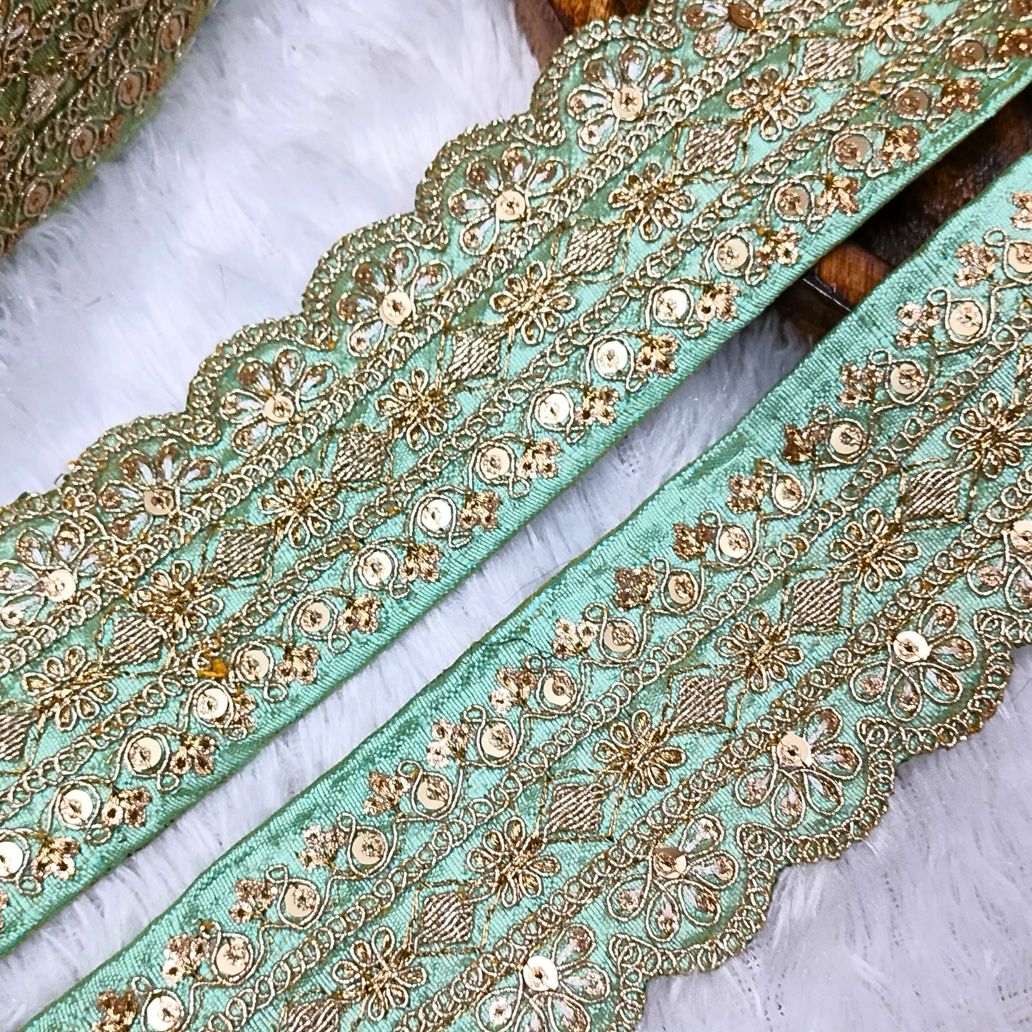 Mint Green Fancy Embellished Trim